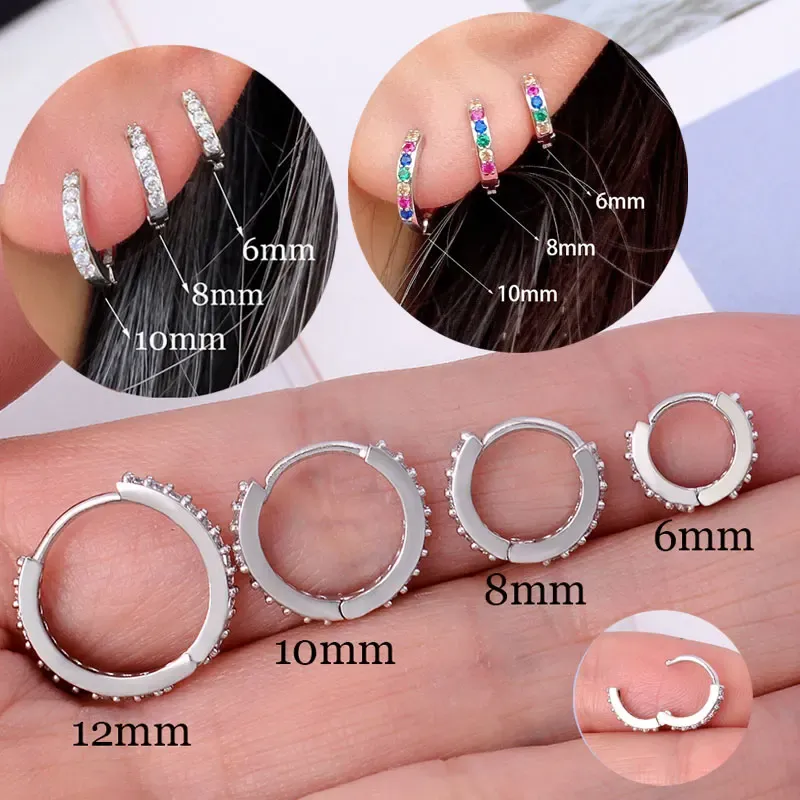 Kolczyki Rainbow wie Huggies Hoop kolczyki dziewczyna malutkie pierścienie chrząstka mała helisa przebijanie tragus conch earbe circle obręcze arete