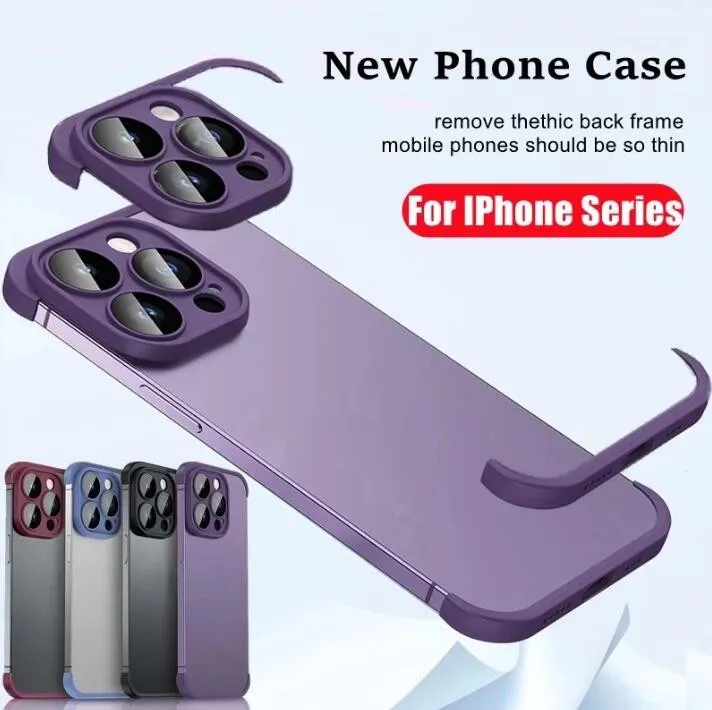 Frameless Camera Lens Protector Shockproof Bumper Phone Cases for iPhone 15 14 13 12 11 Pro Max Plus with Retail Package DHL