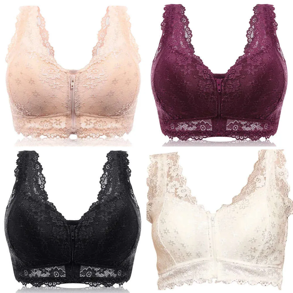 Vest vrouwelijke front rits push omhoog bh full cup sexy kanten bh's voor vrouwen bralette top plus size naadloze draadloze verzamel brassiere 220511 s lette ssiere