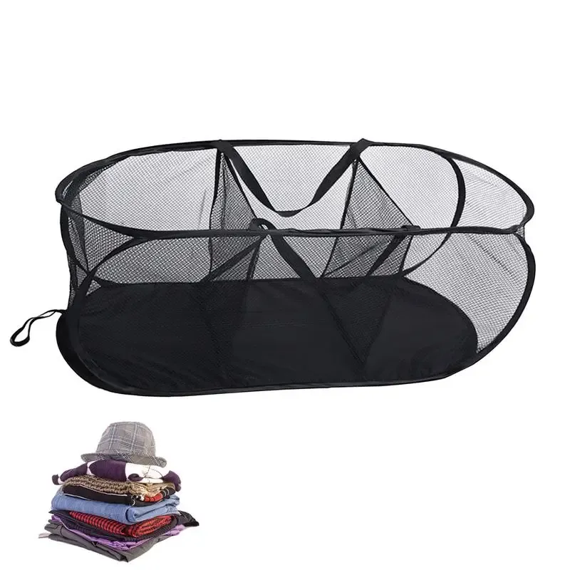 Manden mesh wasmand Pop -up 3 compartiment mesh square opslag organizer huishoudelijke vuile kledingtas met handvat voor wassen