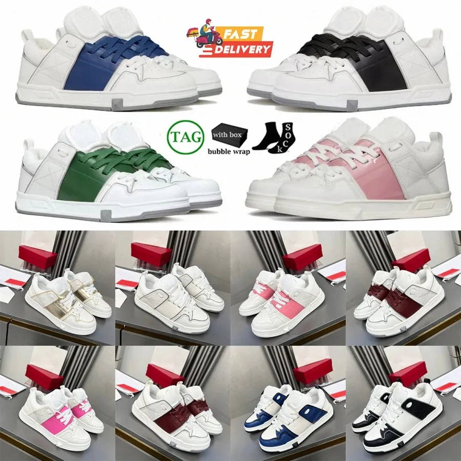 2024 Nouveau créateur Femmes Style Chaussures décontractées Cuir Plaque de mode Chaussures Confort Tendance Blanc Blanc Black Coue en cuir Sneakers Style avec boîte 36-44