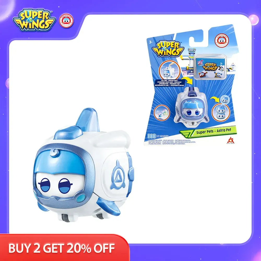 Zabawki Super Wings Super Pet Stackable Astra Leo Sunny Transforming Change Expresions With Lights Action Figures Anime Kid Toys Dift