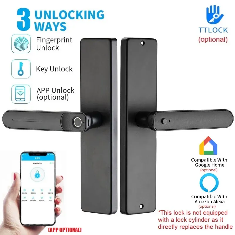 Controlla l'app TTLOCK sblocca serratura smart porta impronta digitale tasto sblocco blocco elettrico per la cassaforte domestica semplicemente sostituendo la carica USB