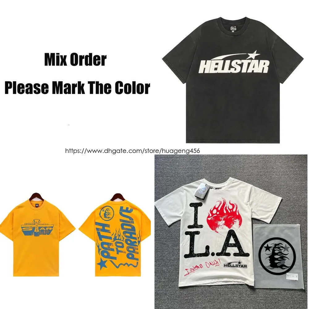 남성 디자이너 Hellstar 셔츠 그래픽 티 힙합 여름 패션 티 여성 디자이너 최고 목화 Tshirts 폴로 짧은 슬리브 고품질 Hellstars