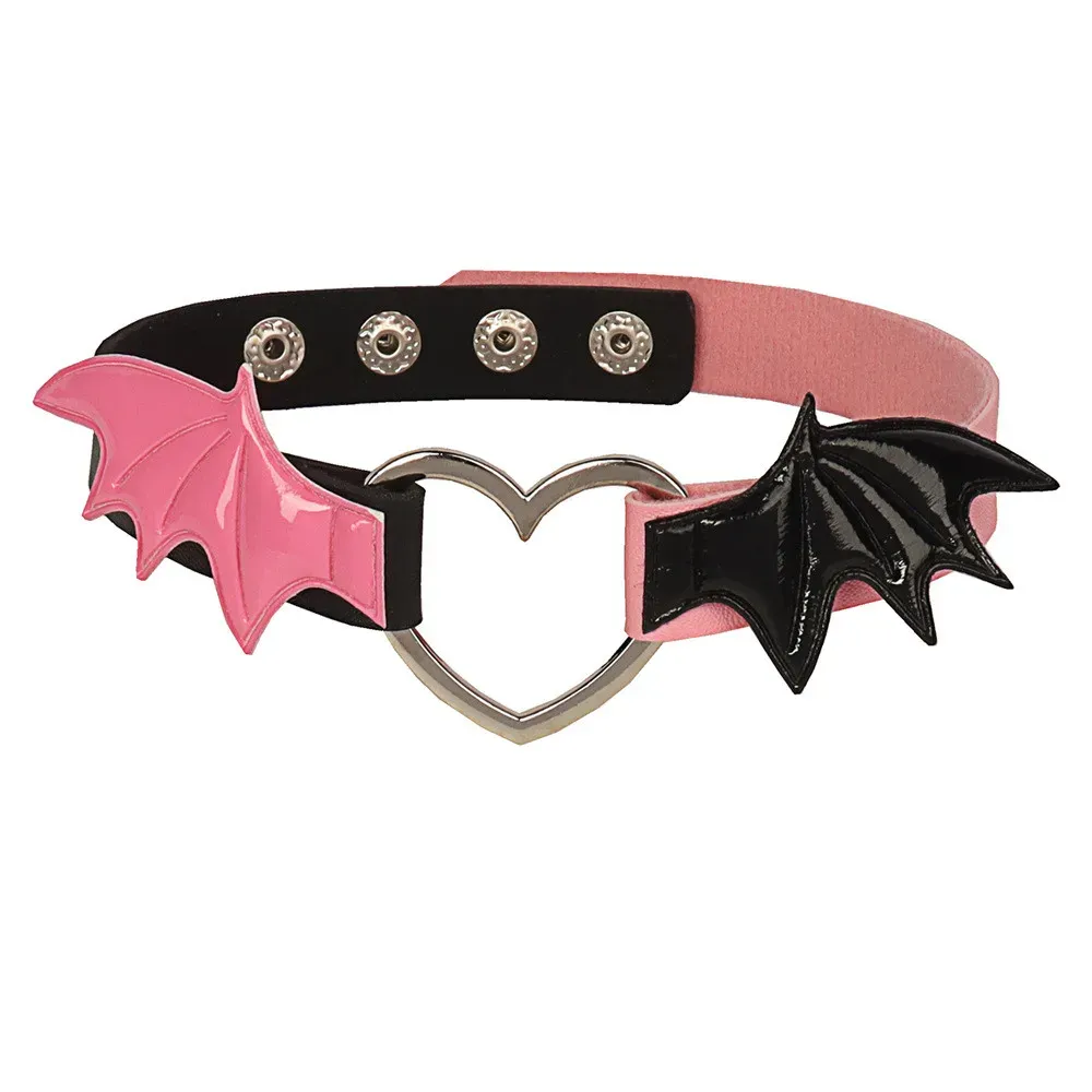 Colares Novos Goth Halloween Bat Wings Cara de Cara de Cara para Mulheres Meninas Coração Chefe Coloque Jóias de Jóias de Jóias de Cosplay Acessórios Góticos