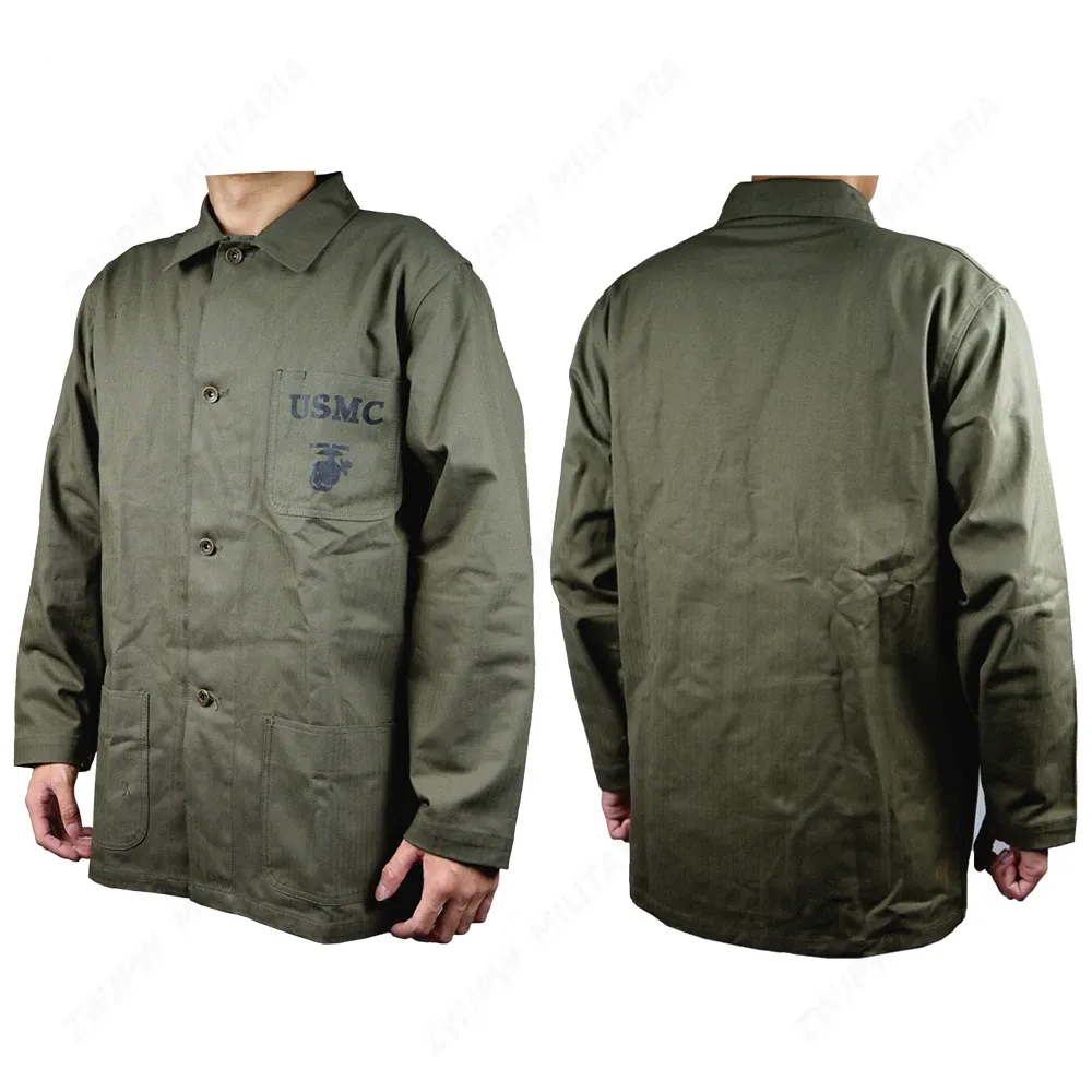 Ensembles / combinaisons WW2 WWII US USMC Uniforme HBT Armée verte de champs de champs de manteau Outwear US11105