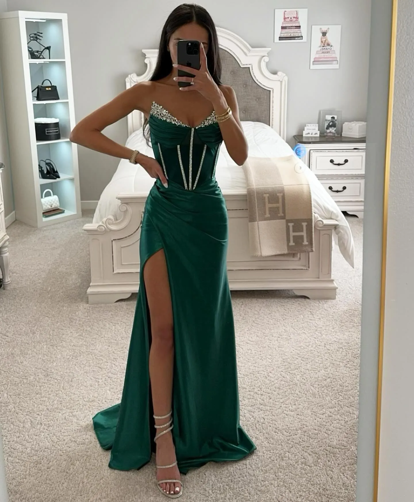 Sling Green Emerald Long Elastic Satin Prom Dresses Sling Green Emerald Long Elastic Satin Prom Dresses