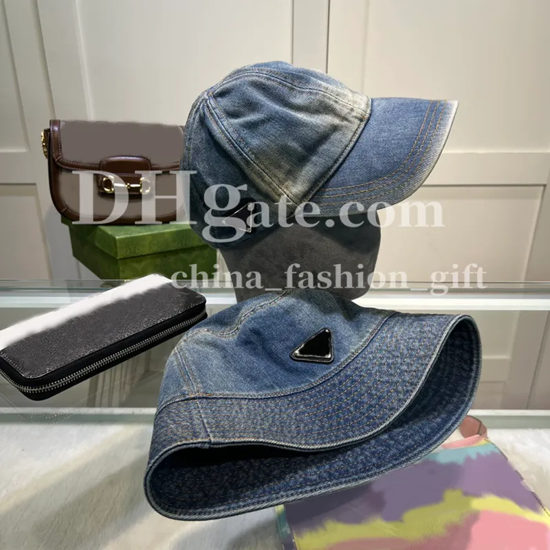 Projektant czapki trójkąt marki czapki kulkowe umyta dżinsowa czapka baseballowa dla mężczyzn Kobiet Street Casual Denim Busket Hat Outdoor Sun Hat