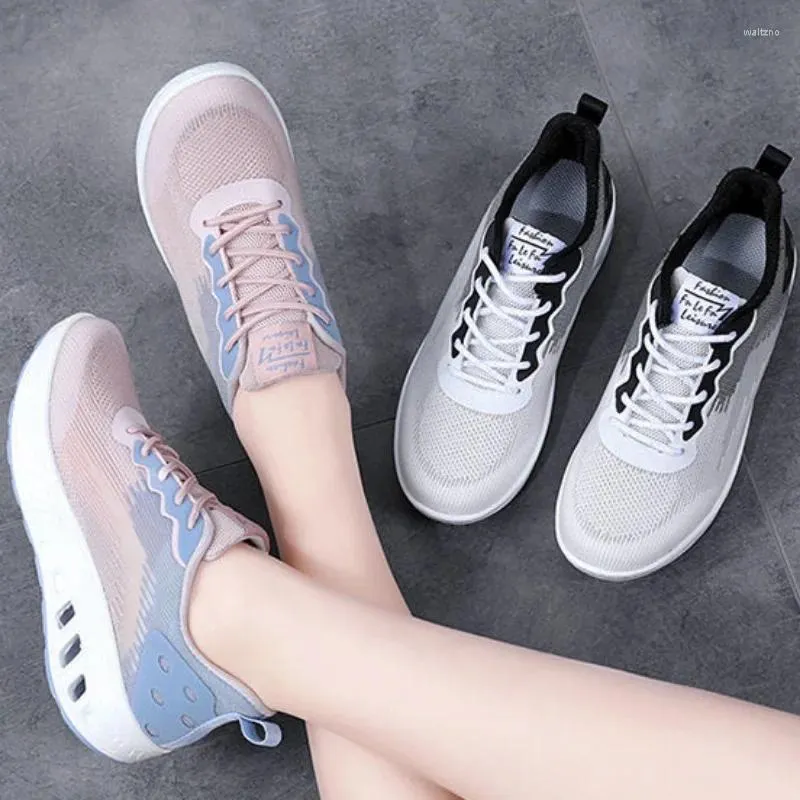 Casual Shoes Lace Up For Women Mesh Breattable High On Platform Low Gym Woman Footwear Running Ankomst 2024 Pris A H