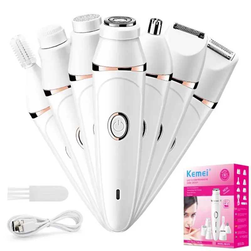 Shavers 7in1 Femmes de toilettage kit de toilettage Épilateur facial rechargeable pour femmes rasoir corps facial épilateur d'épilateur