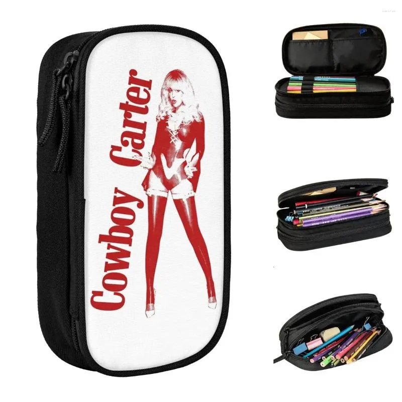 Red Cowboy Carter Beyonce 2024 Accessori per tour musicali Pencil Case di cartoleria di forniture per uffici di grande capacità