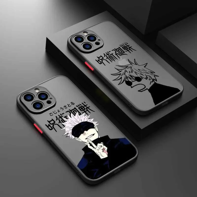 Mobiele telefoon bumpers Jujutsu Kaisen Anime voor iPhone 15 14 13 12 Mini 11 XS XR X 8 7 Pro Max plus TPU Frosted transparante telefooncase Y240423