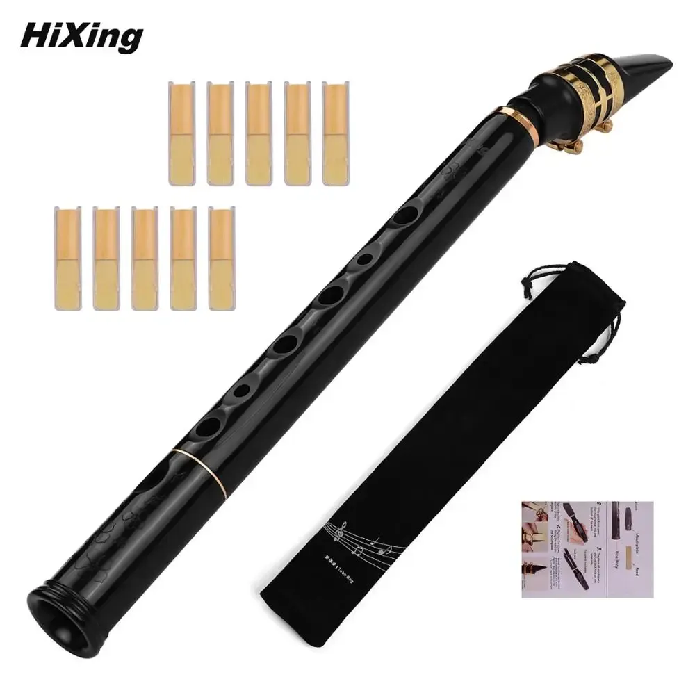 Saxophone Hixing C Key Mini Pocket saxophone Sax Abs Matériau avec des embouchures 10pcs Anchers portant le sac à vent Instrument à vent