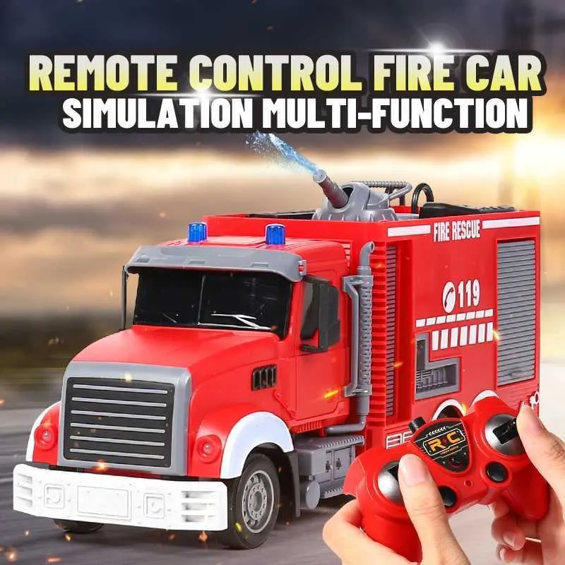 Electric/RC Car Remote Control Fire Truck Toy Large Size Fall Resistant Electric Set Children Simulation Sprinkler Engineering Car Boy Toy Gift T240422