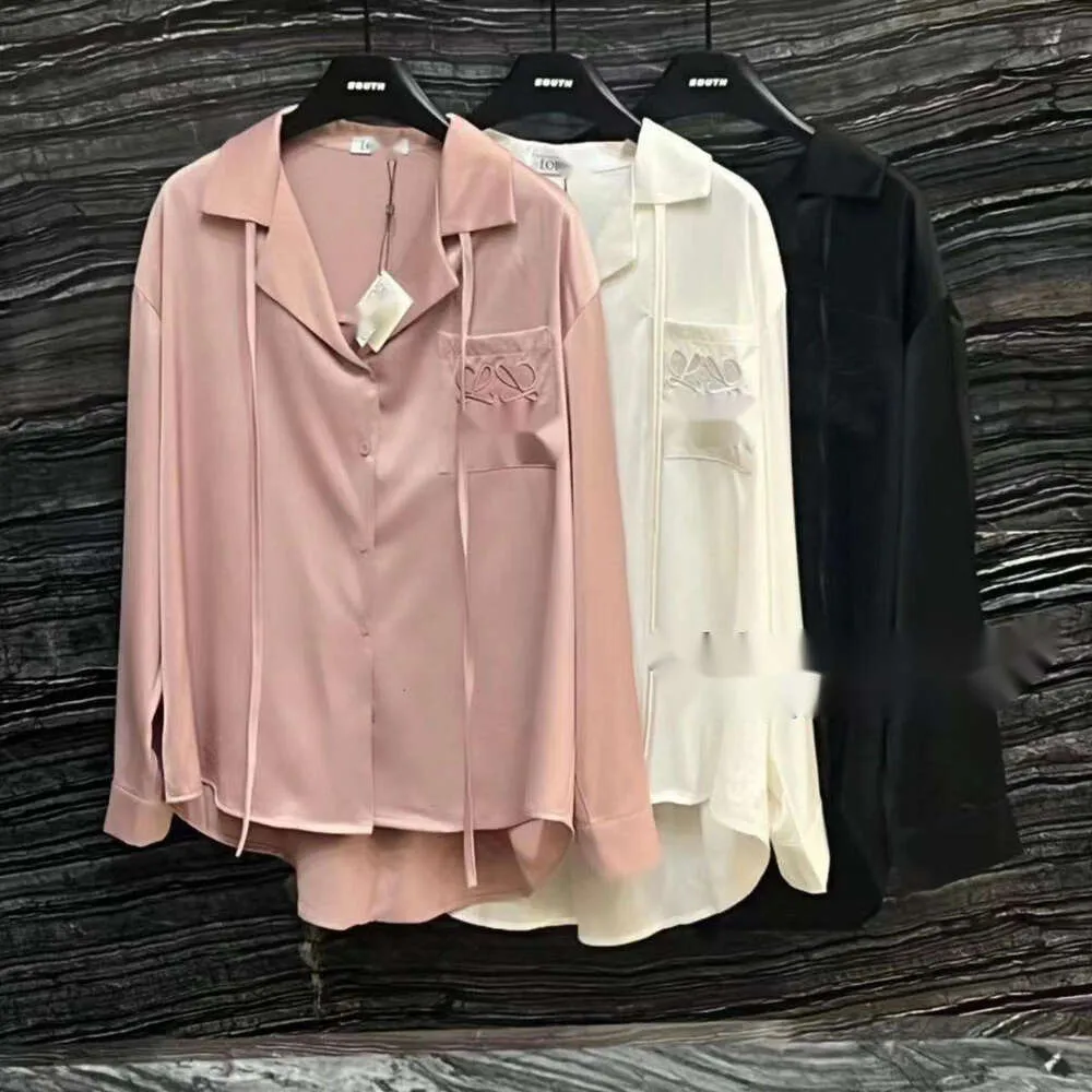 Рубашка Loeweve Дизайнер блузка роскошная модная женская блузкие рубашки весна/лето Новая вышивка ледяной шелк.