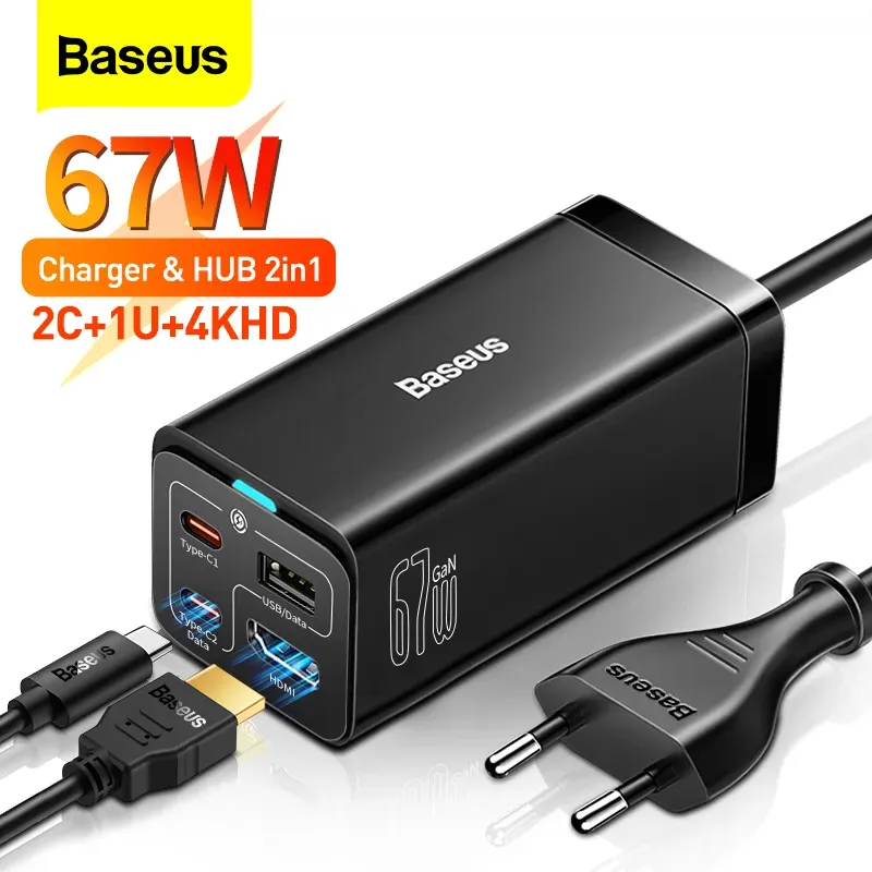 Hubs Baseus 67W Gan USB C Charger PD高速充電iPhone Type C Hub 4K HDMICAPTIBLE DOCK STATION ADAPTER SWITCH STILK STEAM DECK