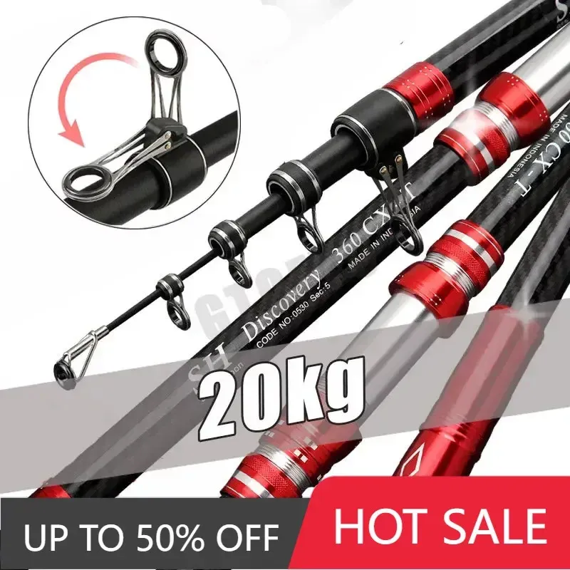 Telescopic Fishing Rod 2.7/3.0/3.6/4.2/4.5m Travel Surf Rod Spinning Power 5-300g Throwing Surfcasting Carbon Baitcasting rod 240415