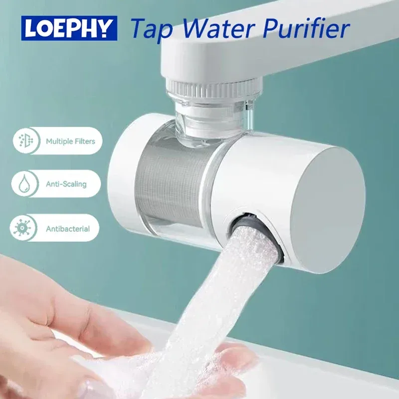 Purifiers LOEPHY kraanfilter Splash Proof Tap Water Purifier Filtratie en druk 720 graden Roterende universele extensie Nozzl