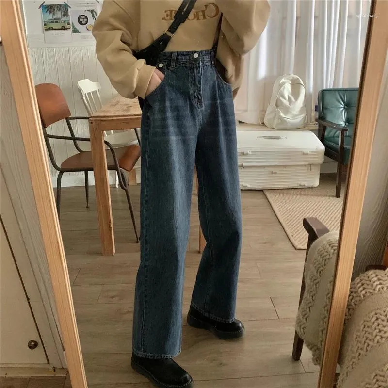 Jeans femminile N3915 versione coreana della rete netta a vita alta a vita larga pantaloni da papà a gamba larga