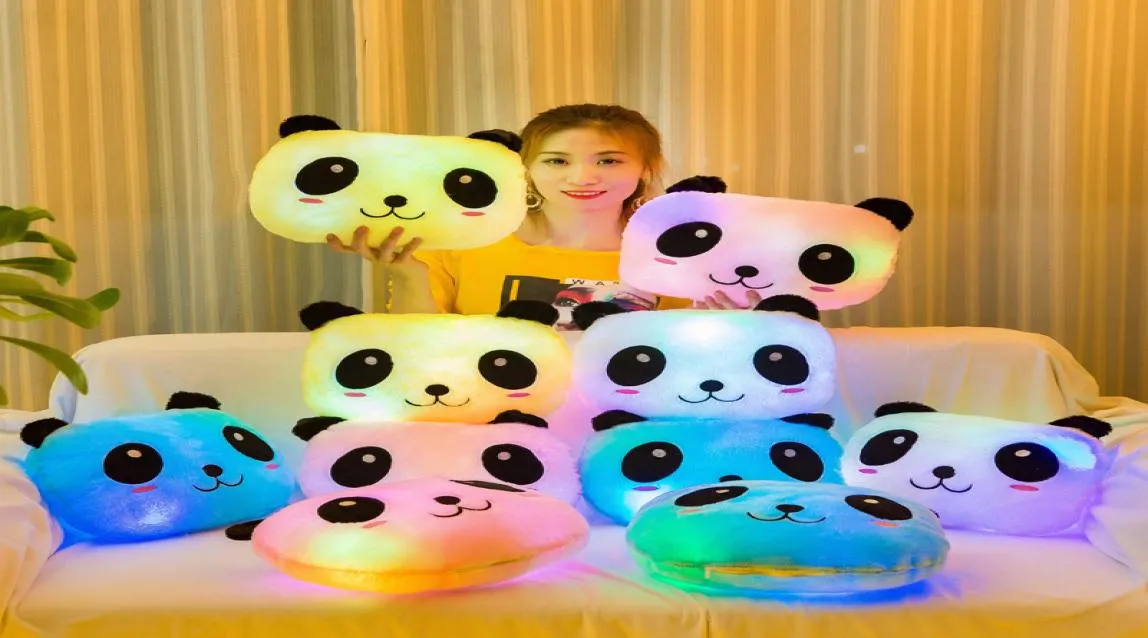 luminous panda pillow plush toy giant pandas doll Builtin LED lights Sofa decoration pillows Valentine day gift kids toys bedroom8201425