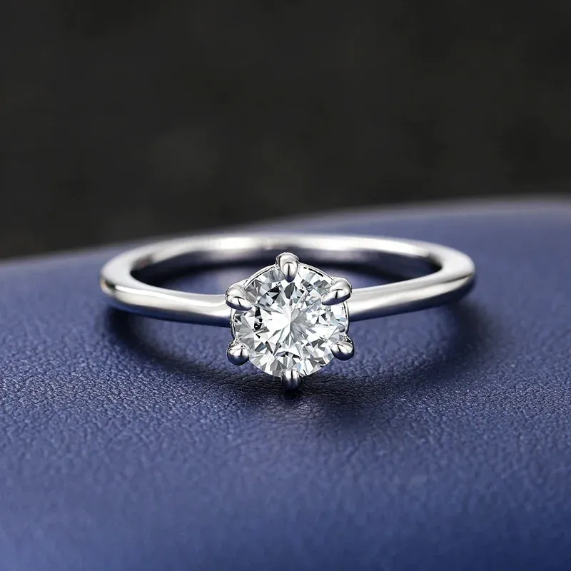 Bandas Huitan Classic 6 Claw Configurando anéis CZ para mulheres Simples elegantes anéis de casamento de noiva Eternidade Jóias de engajamento de estilo atemporal