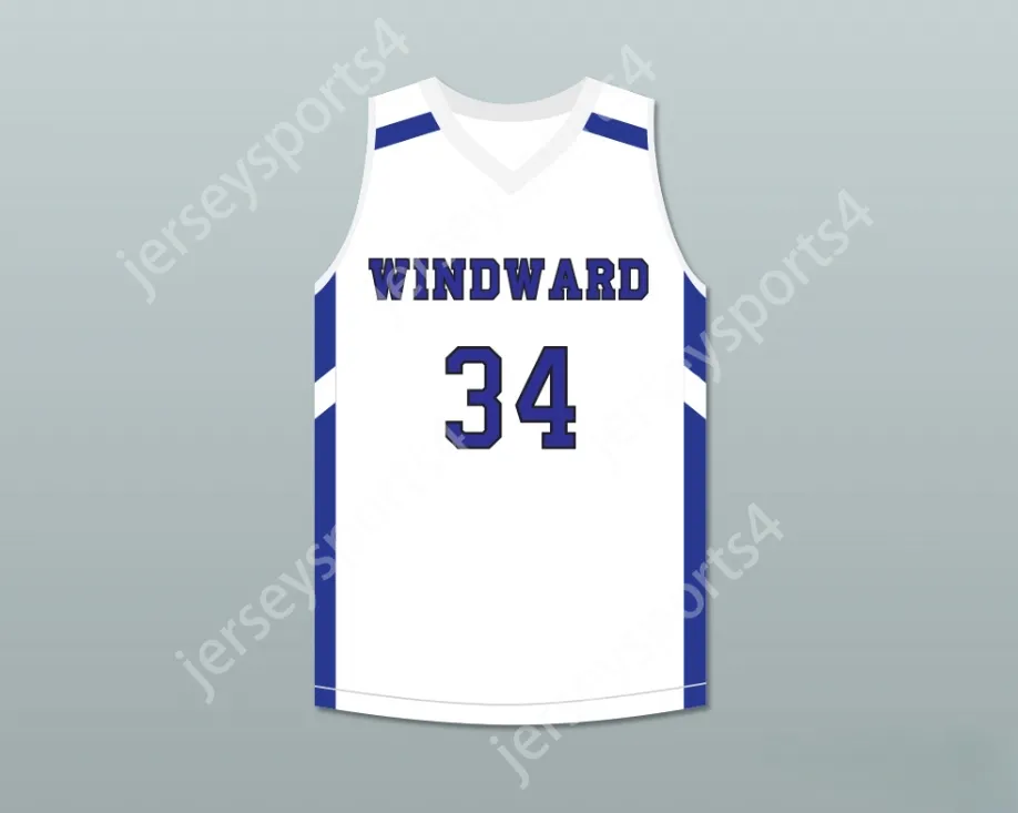 Пользовательский капитал любое название Mens Youth/Kids Shareef O'Neal 34 Windward School Wildcats White Basketball Jersey 2 Top Stithed S-6xl