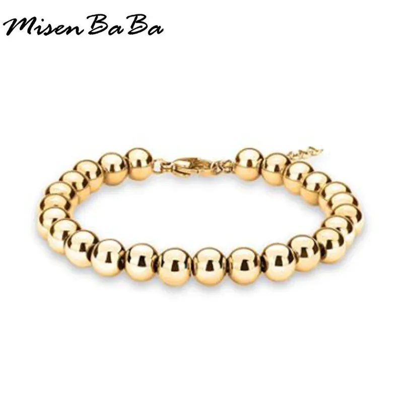 Stränge Edelstahlkugel Perlen Manschettenarmband für Frauen Männer Gold Silber Farbe Perlen Armbänder Charm Metal Statement Schmuck Schmuck