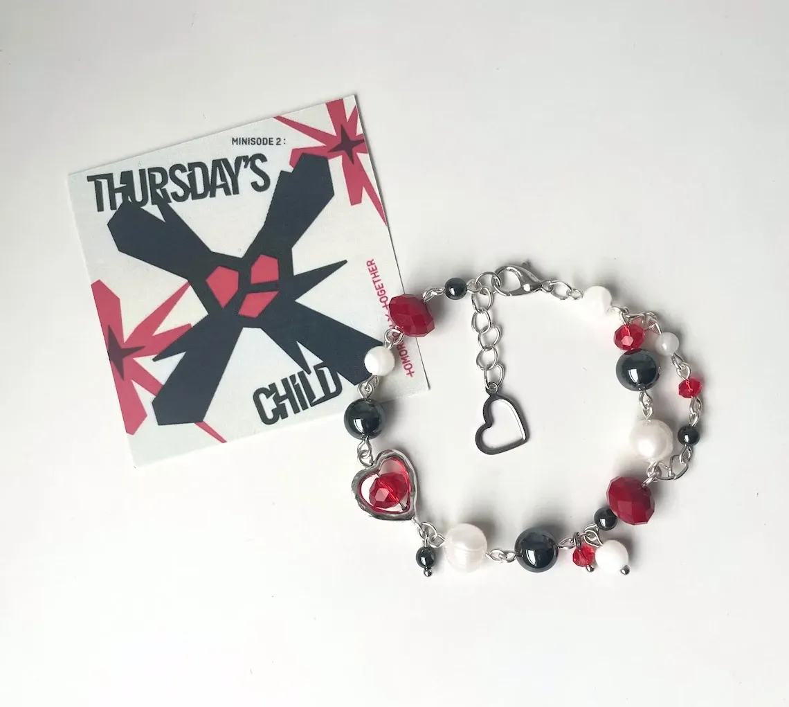 Strands Handmade beaded bracelet | TXT Thursday's Child inspired beaded bracelet | KPOP jewelry | moa gift | | red and black gemstone
