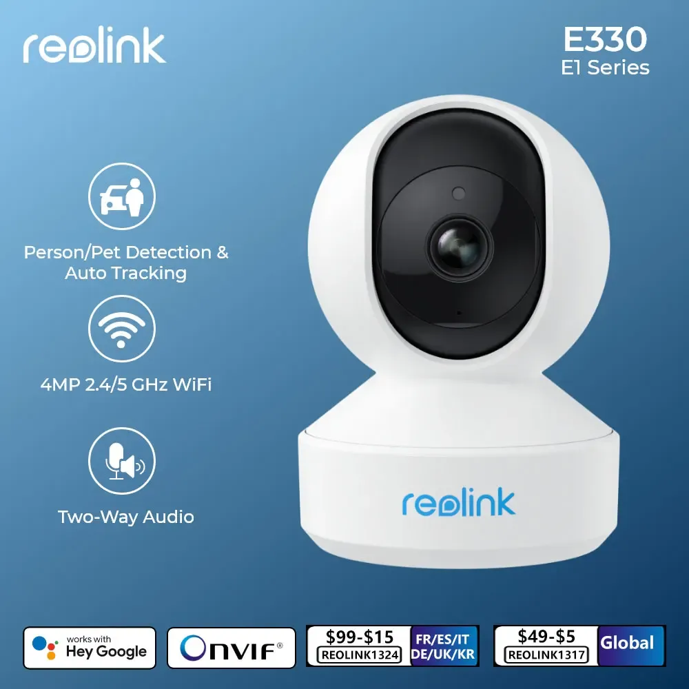 Monitorer Reolink E1 Series 2K 4MP WiFi Camera Pantilt 2way Audio Baby Monitor inomhus Cam AI Detection Home Video Surveillance Cameras