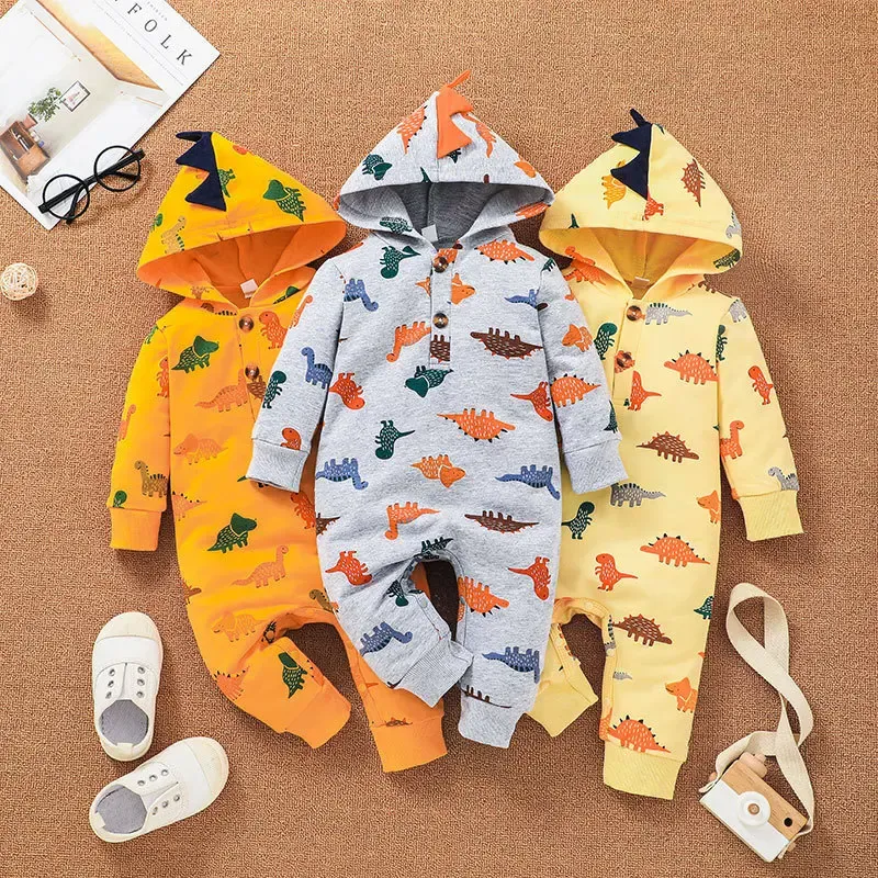 Één-stuks kleding meisje baby dinosaurus print kruippak nieuwe baby cartoon cartoon haped onesie voor kinderen jongens kinderen set