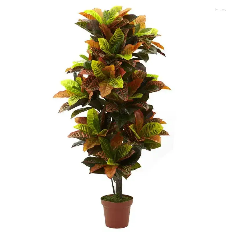 Flores decorativas Real Croton Planta Artificial Decorações de jardim de laranja Decoração de vaso externo Casos de telefone domésticos lavanda para festa