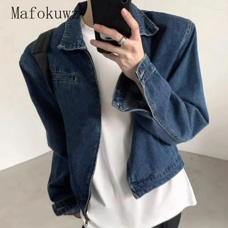 Men's Jackets Spring Autumn Short Denim High Street Large Size Loose Casual Hiphop Jacket Tops Men Overcoat Male Clothes