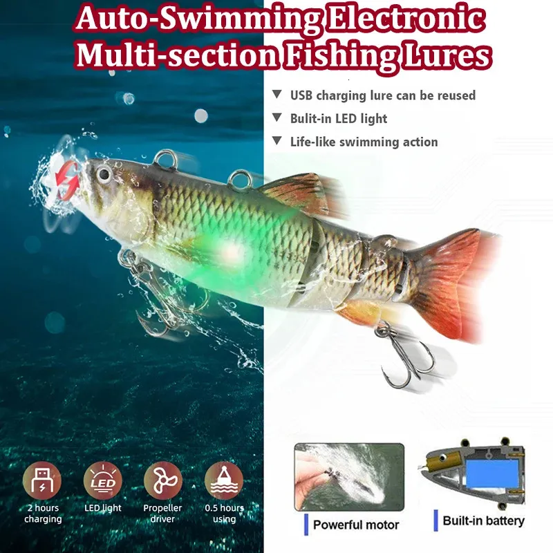 automatic fishing lure Lures Electric Swimbait USB Rechargeable Bait Crankbait Swimming Lifelike Fish Fishing Tackle 5.12