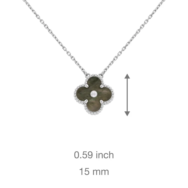 Smyckesdesigner för kvinnor Diamond Van Clover Halsband Mor-of-Pearl Necklace Titanium Steel 18K Goldpläterad aldrig bleknar icke-allergisk, butik/21491608