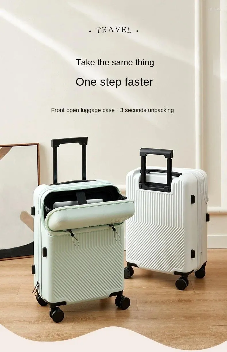 Suitcases Stylish 20" PC Boarding Luggage With Front Accessory Compartment And Password Lock