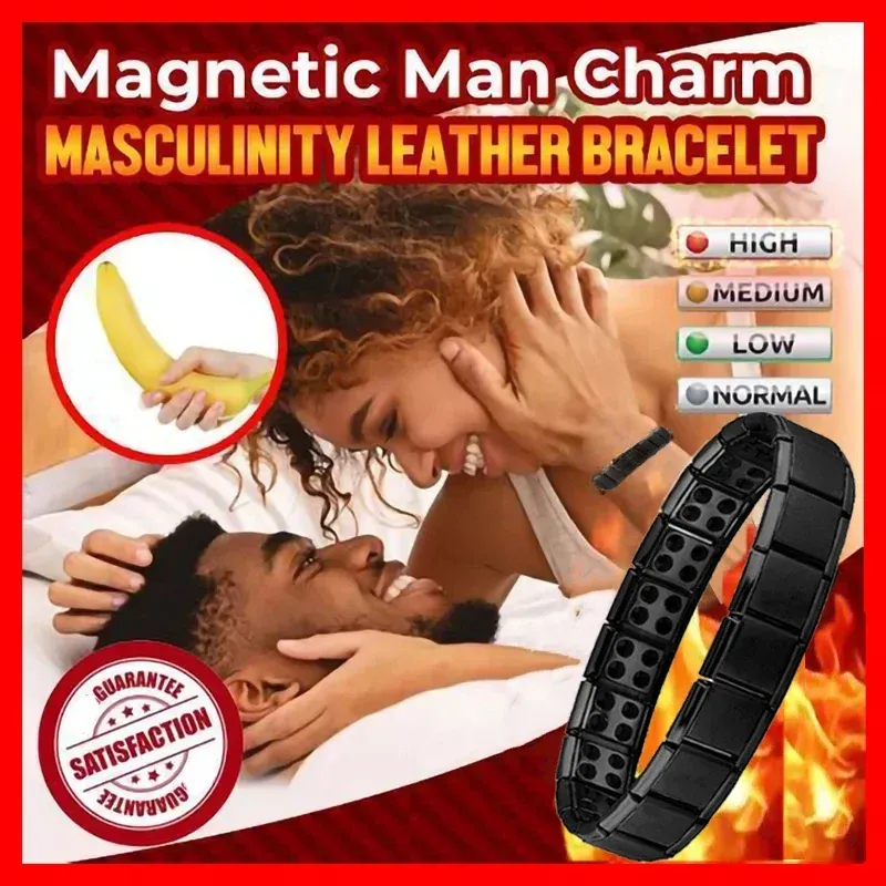 Strands Creative Titanium Steel Bangle No Magnetic Man Charm Masculinity Leather Bracelet Stainless Steel Magnetic Buckle Punk Bracelet