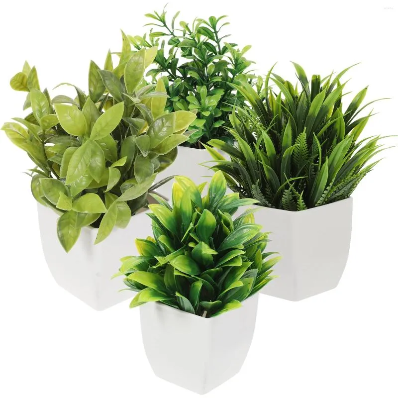 Fleurs décoratives 4 pcs plante artificielle en pot de fausses plants de bonsaï ordes intérieures de faux bureau décor