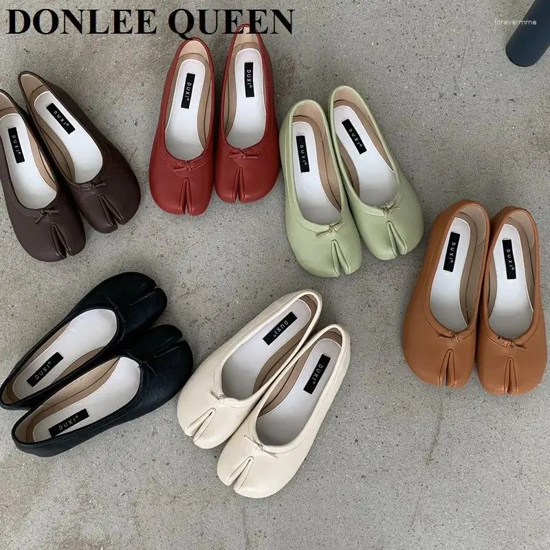 Casual Shoes Split Toe Candy Flats Ballet Woman Slip On Loafers Soft Sole Moccasins Bow-Tie Ballerina Single Tabi Ninja Women