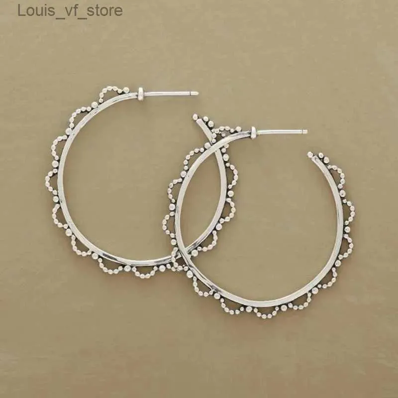 Chandelier en peluche en argent de mode Big boucles d'oreilles Big Hoop Sector Classic Metal Hollow Loop Bijoux H240423