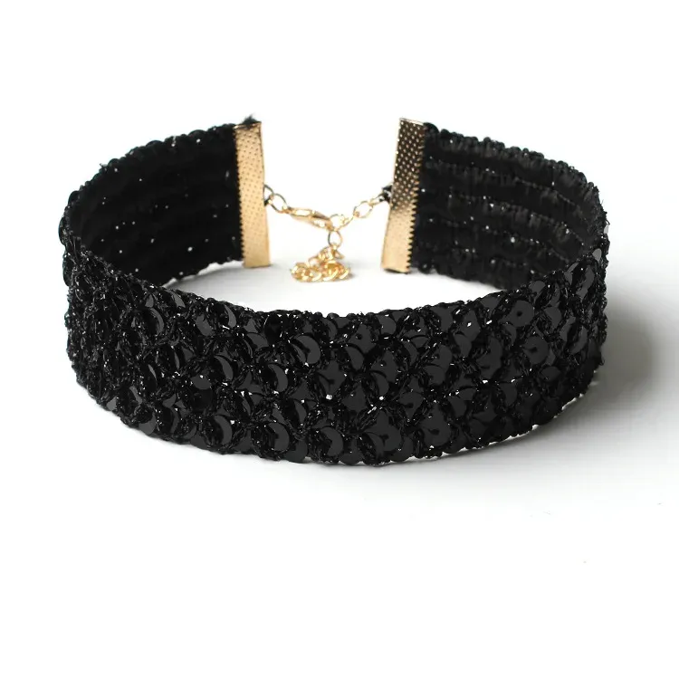 Colares de colares de veludo preto colares de gargantilhas para mulheres coloras prateadas colares dourados colares de colarinho largo jóias de moda largura