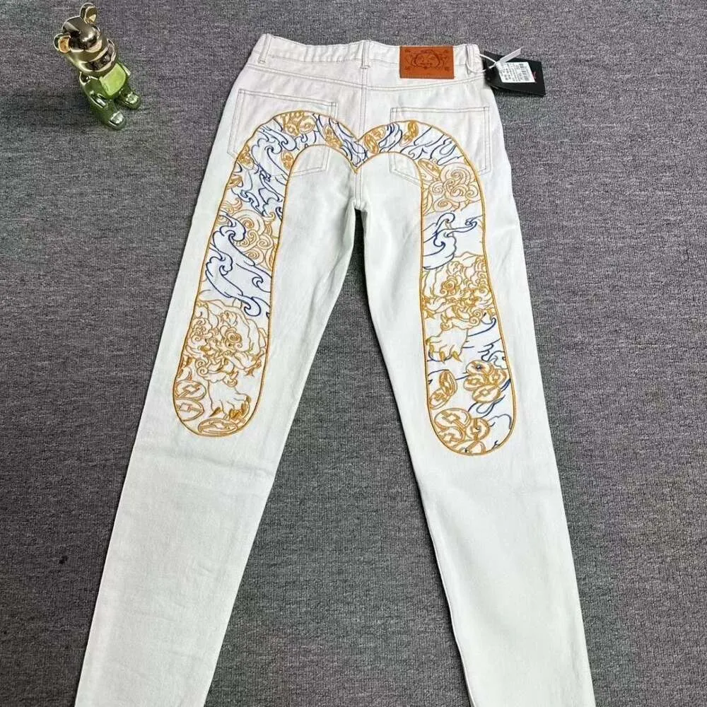 New Apricot Fushen Jeans Casual With Chinese Printed Embroidered Xiangyun 2023 Loose Pants 499169