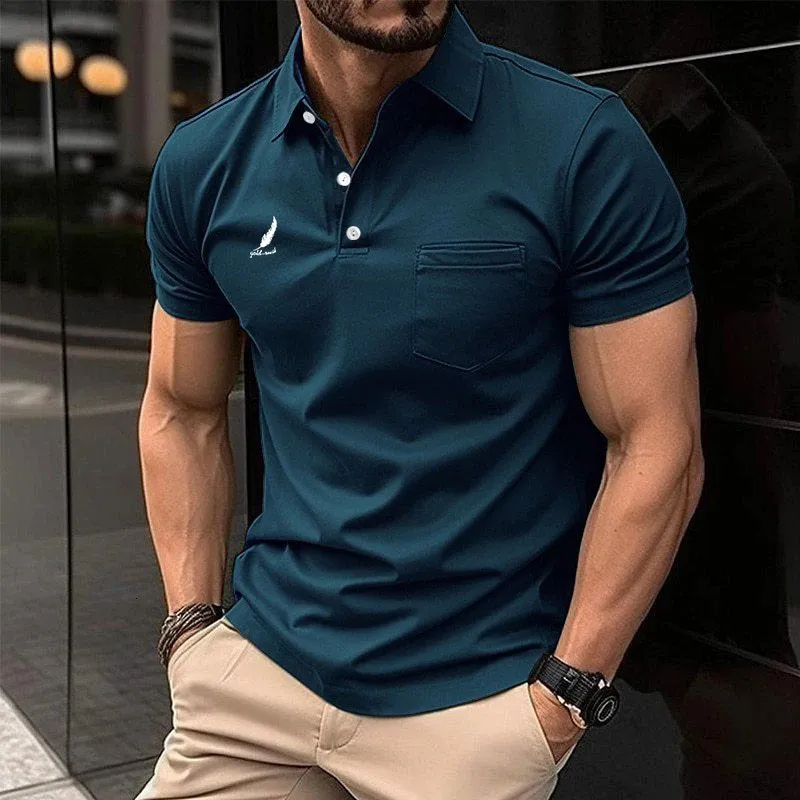 Men Fashion Slim Fit Sport Short Sleeve Rapel Polo Shirt 240423