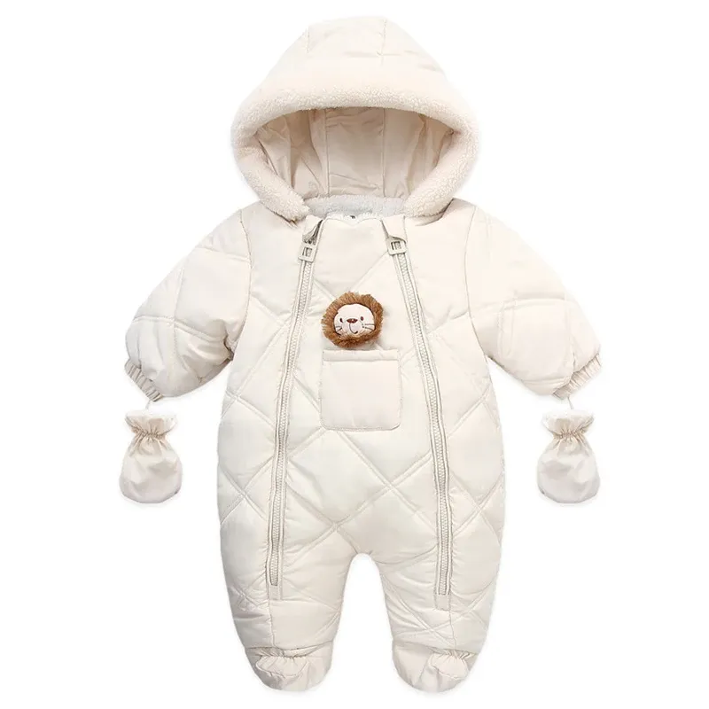 Mäntel Babymädchenkleidung mit Handschuhen Winter Neugeborenes Baby Strampler Säugling Kleidung Set 2021 New Fashion Girl Snowsuit Boy Outwear 024m