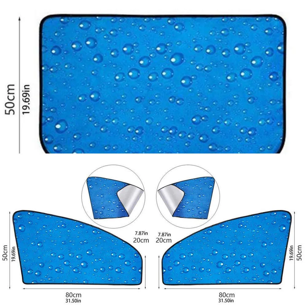 New New New Blue Water Drop Pattern Front and Rear Side Sun Visor Magnetic Uv Protection Umbrella Car Window Shade