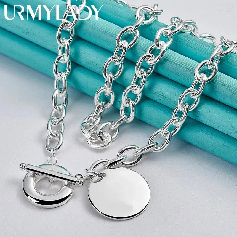 Pendenti urmylady 925 argento sterling liscio rotondo da 18 pollici collana a ciondolo per donne gioielli di moda per feste di matrimonio