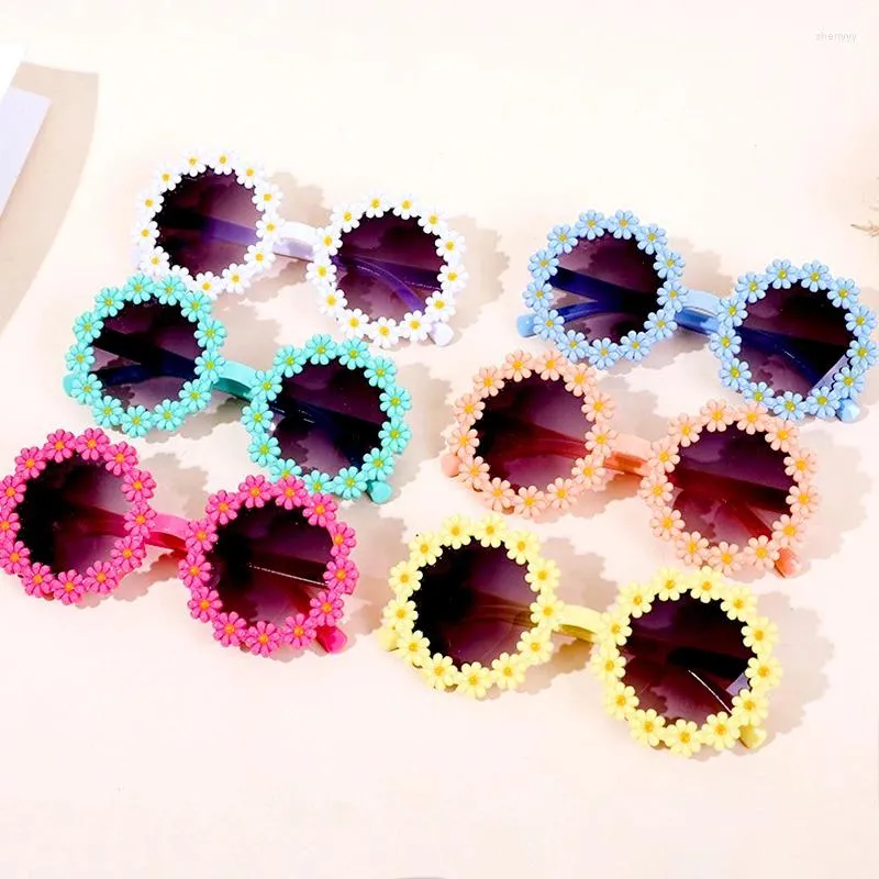 Zonnebrillen frames rond bloem voor kinderen schattige madeliefje zonnebloem bril kinderen buiten zonbescherming tinten mode grappig feest brillen