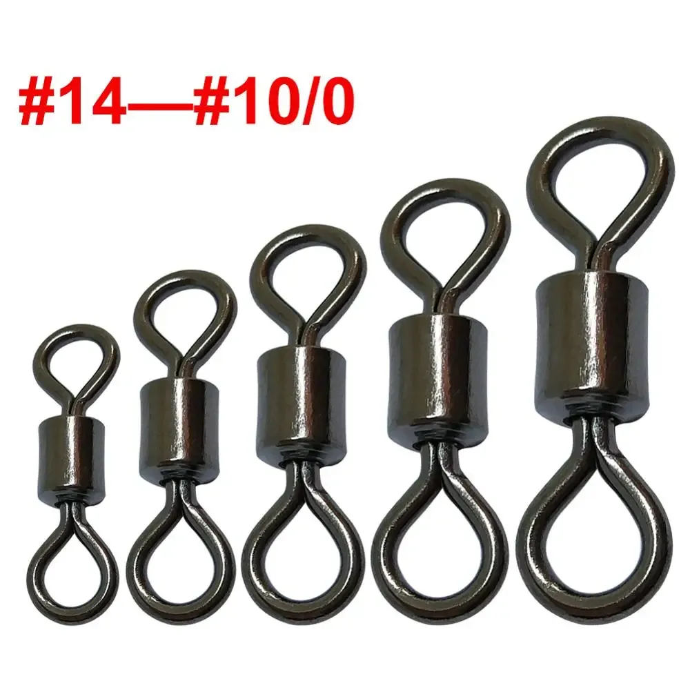 Accessories 100pcs/200pcs Rolling Swivels for Fishing #14#10/0 Stainless Steel Heavyduty Sea Fishing Connector Carp Fishing Gear pesca