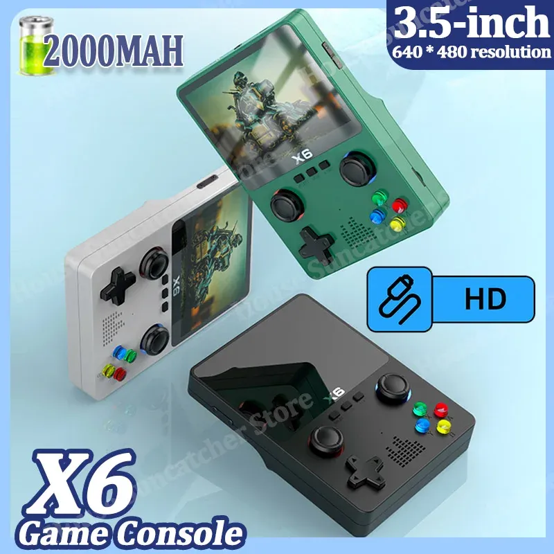 Giocatori x6 Game Player portatile da 3,5 pollici Schermo Mini Game Console ATJ22735 32 bit RISC Support Manage Connection per gli adulti bambini