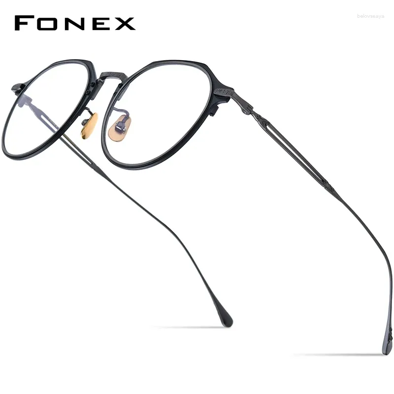 Marcas de gafas de sol FONEX Titanium Señiones marco Hombres Diseño simple 2024 Gafas ópticas retro Mujeres Miopía Eyewear E-061