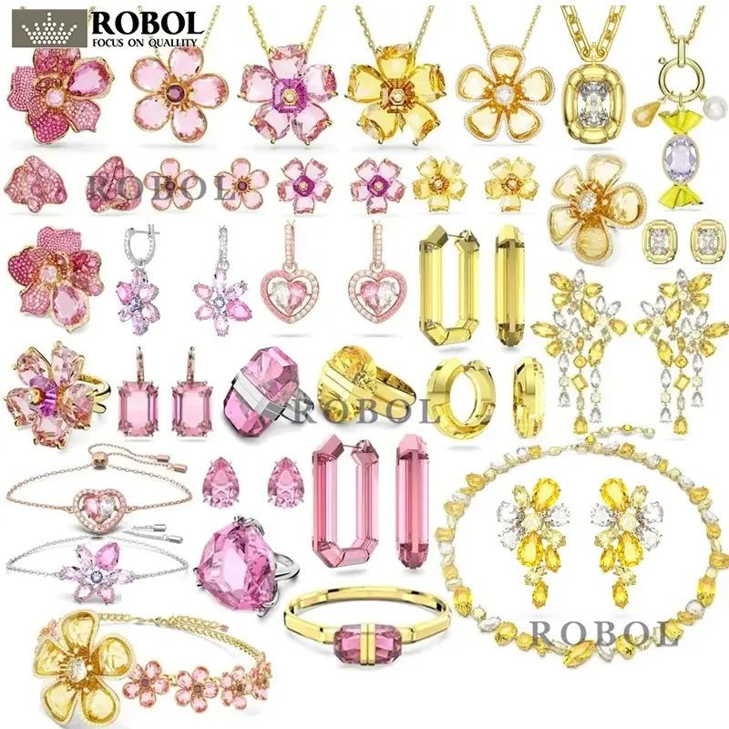 Conjuntos Conjunto de joyas de mujeres de gema de logotipo de alta calidad Gema, juego de flores de cristal, hermoso y conmovedor, Cristal Clear,